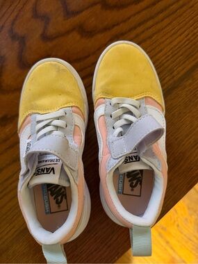Vans Kids Yellow, Pink & White Low-Top Sneakers